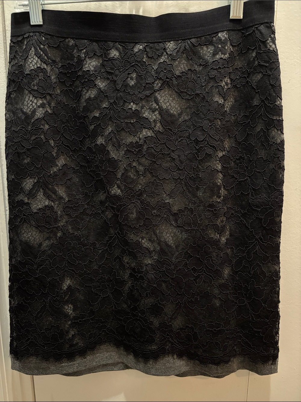 LOFT Black Lace Pencil Skirt